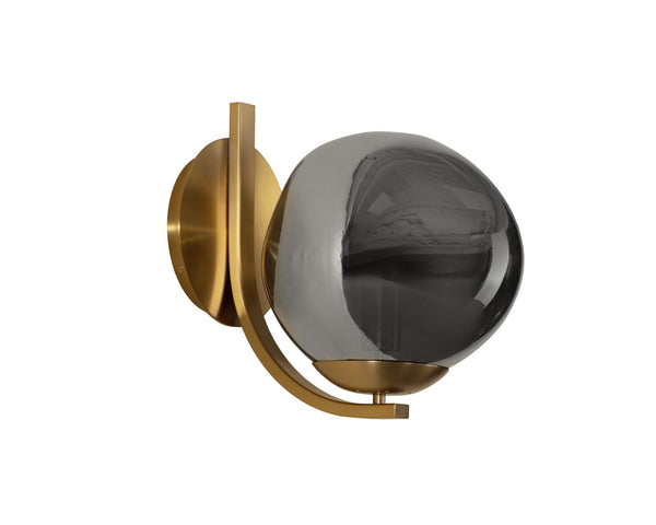 Sunpan DIONIS Sconce - Hand-Blown Glass Globe Light Fixture in Brushed Gold for Modern Ambiance & Elegance 112240