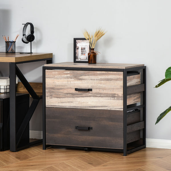 English Elm Vinsetto Industrial Lateral File Cabinet Steel Frame Two Drawer Home Office Storage W2225P217761