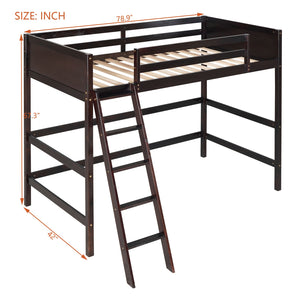 English Elm Loft Bed with Built-in Slide Solid Pine Twin Frame for Kids Bedroom Play Espresso N708P360090P