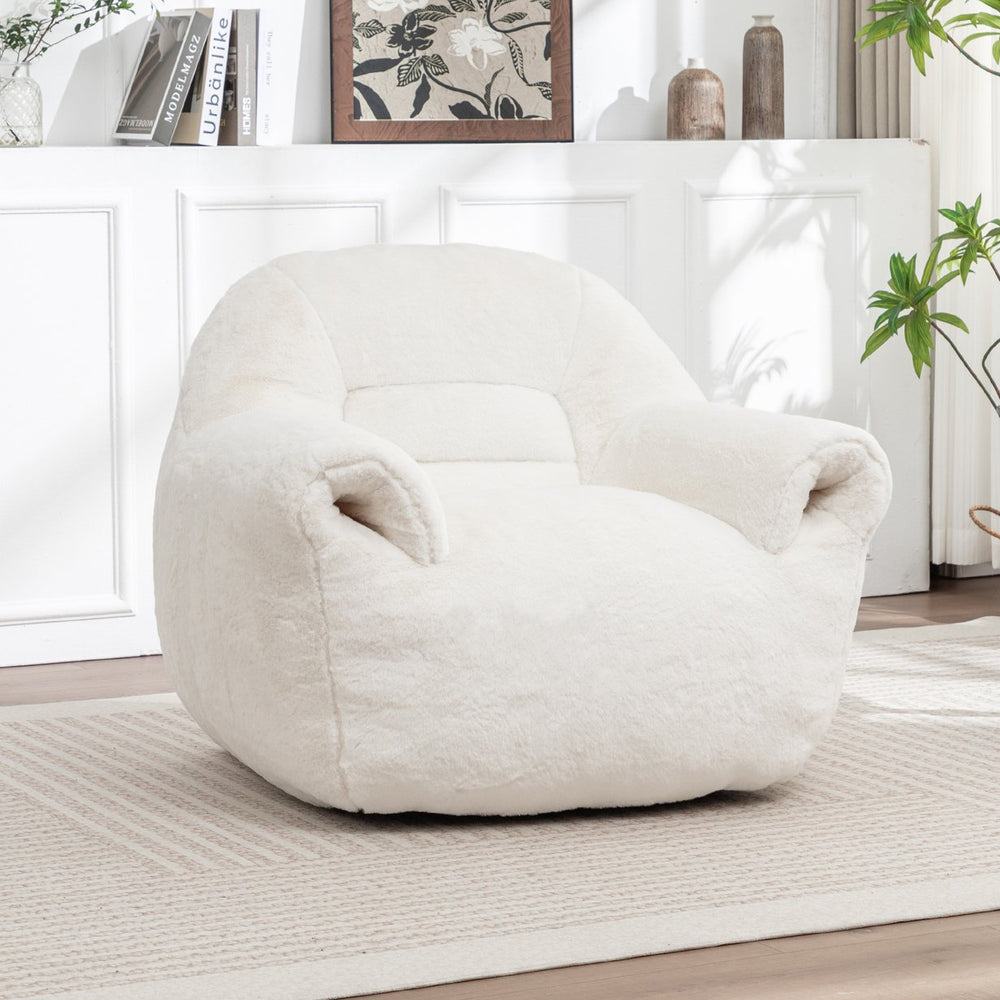 English Elm Bean Bag Chair - Plush Faux Fur Sofa With Back Support, Lightweight & Stylish Seating For All Ages W2200P326887