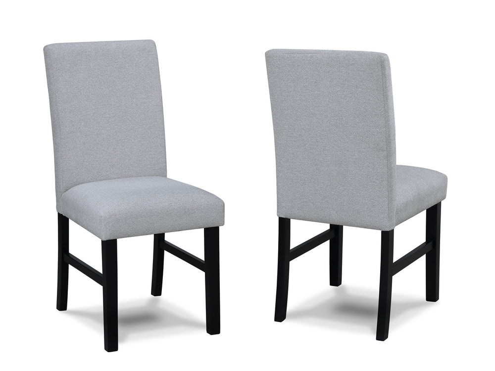 English Elm Contemporary 5Pc Round Dining Set: Marble-Like Tabletop With Stylish Gray Upholstered Chairs B2741S00311