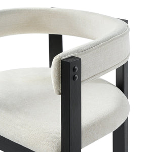 English Elm Bar Stools Set of 2 Rubberwood Barrel Back Counter Height Kitchen Island Seating Beige+Black N771P375072B