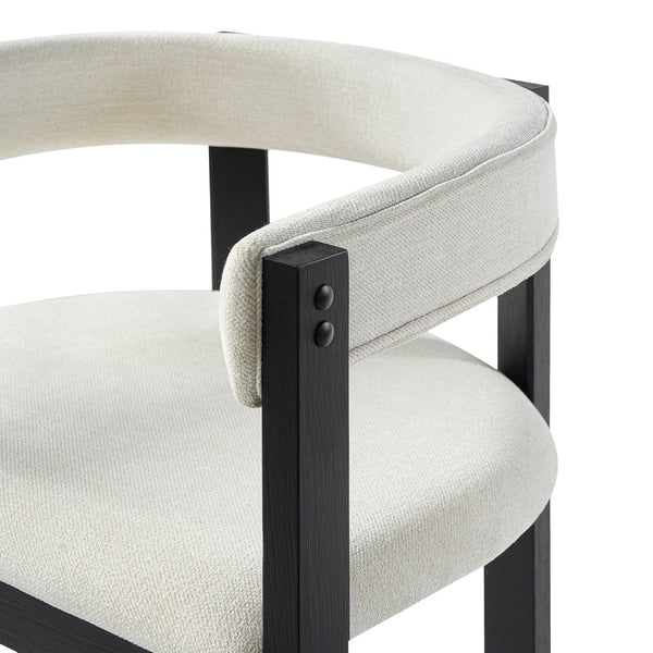 English Elm Bar Stools Set of 2 Rubberwood Barrel Back Counter Height Kitchen Island Seating Beige+Black N771P375072B