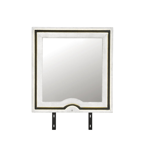 English Elm Isaiah Oversized Black & White Upholstered LED Mirror for Dresser — Large MDF Frame, Modern Glam B201P391221