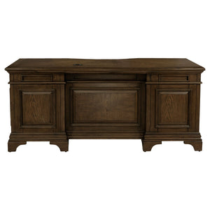 English Elm Stigham Burnished Oak Executive Desk With 7 Drawers, Elegant Bronze Hardware & Ample Storage Space B062S00800-GIGA