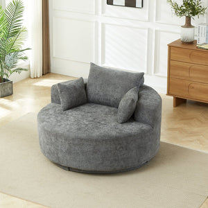 English Elm 55''l 55'l Chenille Swivel Lounge Chair Plush Foam Fill 360 Rotation Modern Living Room W834S00643