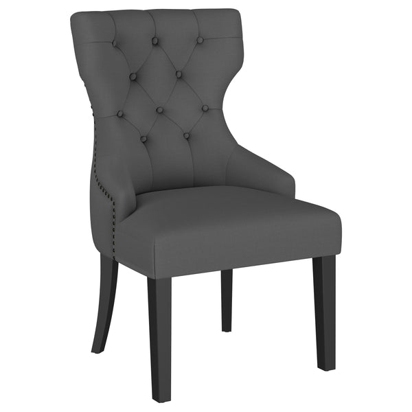 English Elm 1pc Modern Tufted Wingback Dining Chair with Curved Barrel Back, Nailhead Trim, Plush Upholstery Comfort Black,Gray 28.74 L x 27.95 W x 25.2 H B011P301372