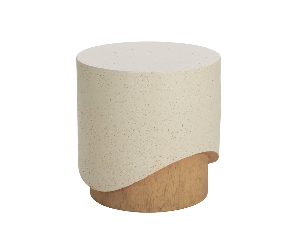 Sunpan Patras End Table – Sculptural Concrete Design with Textured Top, Perfect for Indoor & Outdoor Spaces