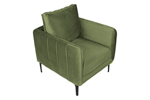 English Elm Accent Chair Velvet Upholstered Channel Tufted Arms with Bold Metal Legs Modern Lounge Dark Green B089P416563