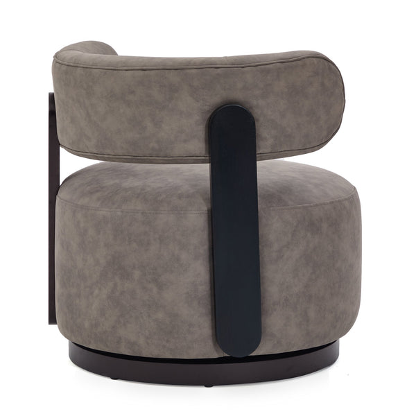 English Elm Wooden Base Barrel Swivel Club Chair Pu Leather Lounge Seat with 360 Degree Rotation N776P422651G