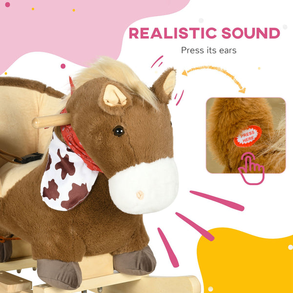 English Elm Qaba Giraffe Plush Toddler Rocking Ride on Toy with Sound and Safety Belt W2225P200777