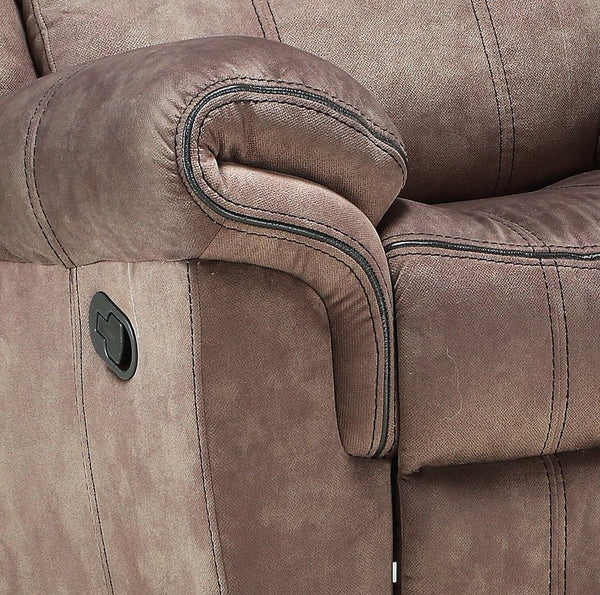 English Elm Zubaida Velvet Glider Recliner with Tufted Tight Back, Pocket Coil Seat & Pillow-Top Arms, 65" Chocolate 41 L x 31 W x 26 H B2726P253083