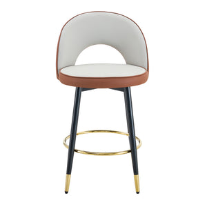 English Elm 360 Swivel Barstools Set of 2 Upholstered Techno Fabric Cushioned Counter Seats Brown+Black,Light Gray W1151P268923