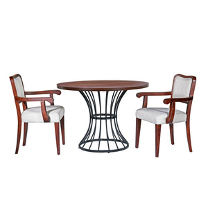 English Elm 42" Round Oak Veneer Pedestal Dining Set with Upholstered Chairs for Kitchen Nooks N842S000126D