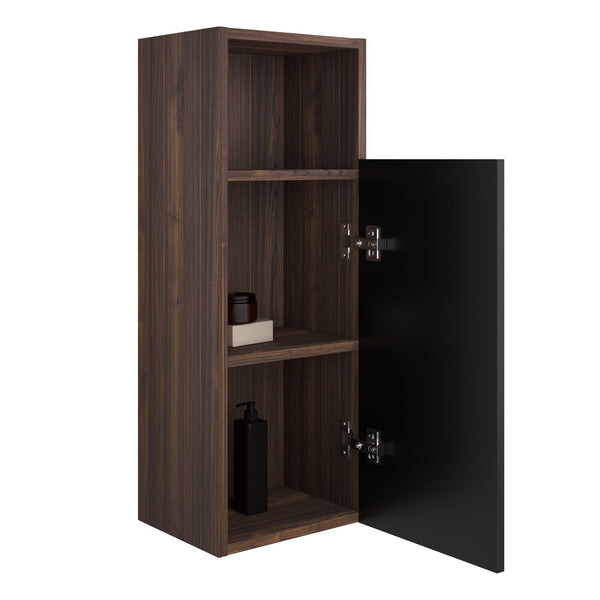 English Elm CC1014S110.309 Black & Walnut Floating Side Cabinet with Chic Striped Texture, Handle-Free, Wall-Mounted Storage (94) W1865P266256