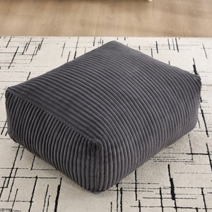 English Elm Big Corduroy Lounger Bean Bag with Ottoman Memory Foam Fill for Living Room Dark Gray W395P435355