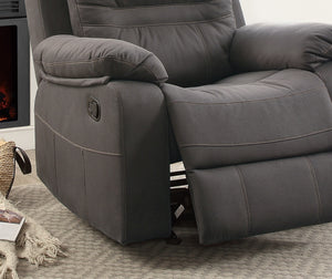 English Elm Contemporary Slate Blue Breathable Leatherette Motion Recliner Chair with Pillow-Top Arms, Glider Rocker, Pine Frame B011P205567
