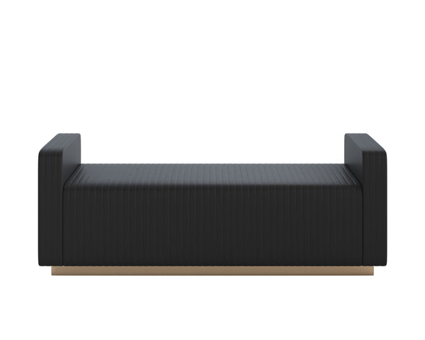 Sunpan Odette Modern Bench with Chic Block Design and Antique Brass Stainless Steel Base for Stylish Spaces Maven Black