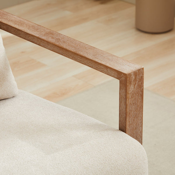 English Elm 29.13"w Boucle Swivel Accent Chair Open Back 360 Rotation Modern Lounge Seating Beige W3188P417947