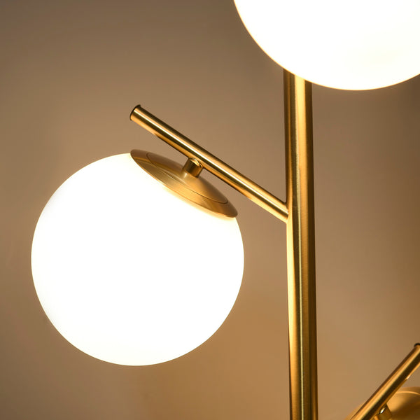 English Elm Tree Floor Lamp with Three Globe Shades Gold Metallic Finish for Living Room Decor T3971P438366
