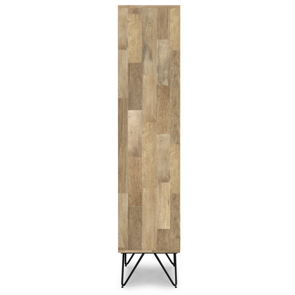 English Elm Hunter Tall Bookcase Natural Mango Wood with Drawer & Hairpin Legs, Industrial Modern Storage Shelf B136P238609
