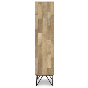 English Elm Hunter Tall Bookcase Natural Mango Wood with Drawer & Hairpin Legs, Industrial Modern Storage Shelf B136P238609