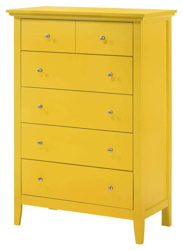 English Elm Hammond G5402-CH Chest in Vibrant Yellow — 48"H Dovetailed Drawers, Nickel Hardware, Compact Storage B078108297