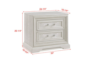 English Elm 1pc Traditional 2-Drawer Nightstand Antique White Finish Wooden Bedroom Accent Table with Drawers 30" x18.85" x26.3" B2741P408968