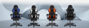 English Elm Deepfurniture Racing Style Gaming Chair Pu Leather Massage Lumbar Footrest Home Office Black White W3860P428632