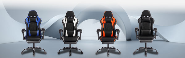 English Elm Deepfurniture Racing Style Gaming Chair Pu Leather Massage Lumbar Footrest Home Office Black White W3860P428632