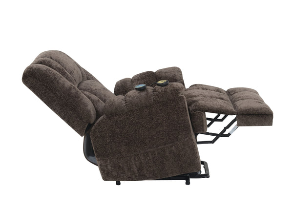 English Elm Pacay Faux Leather Aire Power Recliner with Lift, Heat & Massage, Pocket Coil Seat, Cup Holders Brown 36.3 L x 30.4 W x 25.6 H B2726P245484