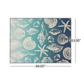 Christopher Knight Home® - Noble House - Sea Breeze Outdoor 5'3" X 7' Ombre Area Rug, Blue and Ivory