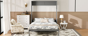English Elm Queen Murphy Bed with Desk, Built-In LED Lights, USB Charging Ports & Space-Saving Modern Design Gray N7500004014E