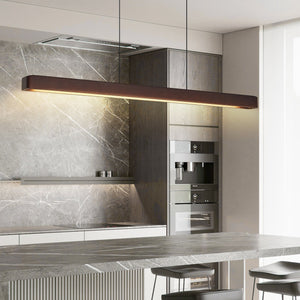 English Elm 39-inch Walnut Wood Led Bar Pendant Dimmable Fixture for Dining and Kitchen Islands W1340P264188
