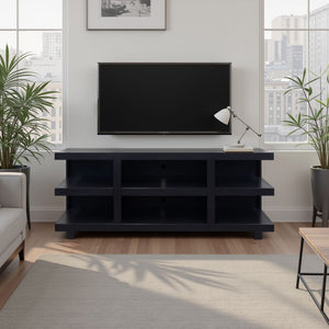 English Elm Laurel Rustic Modern 64" TV Stand for TVs up to 70" — Oak Solids & Veneers, Open Shelves, No Assembly B108P292263
