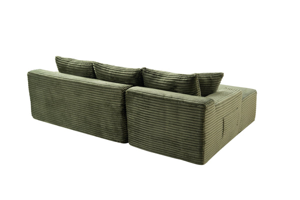 English Elm 94.5" Corduroy Cloud Sectional Deep Seat L-shape Sofa for Modern Living Rooms W5515P479910