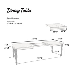 English Elm Transitional Oak Veneer Extendable Dining Table Seats 8 with Antique White Base B011P222503
