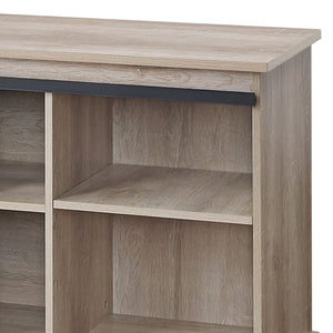 English Elm Bennet Oak TV Stand with Sliding Barn Doors, Cable Management, 65" Max, Metal Frame, Rustic Storage B2726P278173