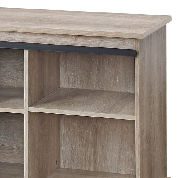 English Elm Bennet Oak TV Stand with Sliding Barn Doors, Cable Management, 65" Max, Metal Frame, Rustic Storage B2726P278173