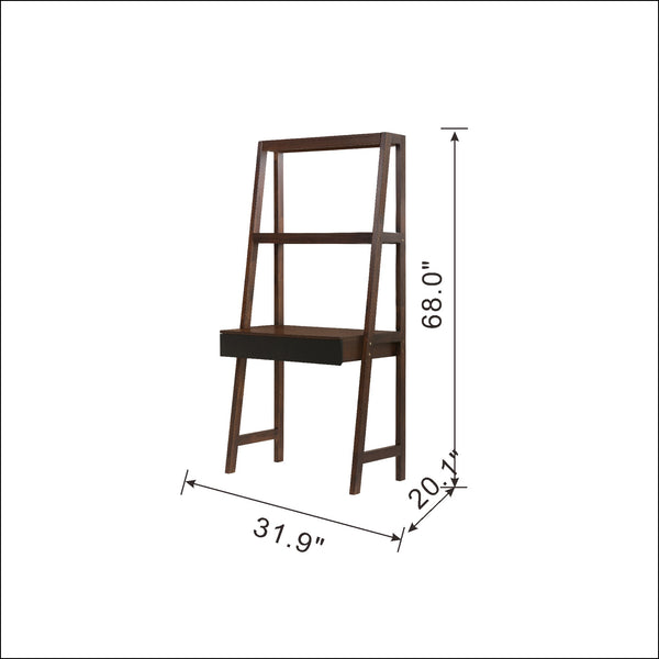 English Elm 32x17x68" Acacia Wood Ladder Bookshelf Open Display Unit for Living Room or Office W2078P174874