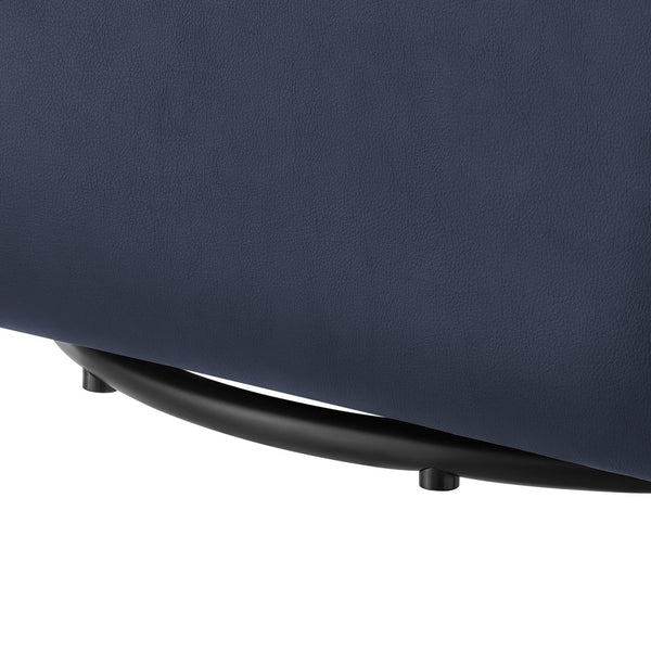 English Elm Ardena Midnight Blue Faux Leather Swivel Barrel Chair — Modern 360° Swivel, Pocket Coil Seat, Compact Chic (29.5x30x31.75) B050P322594