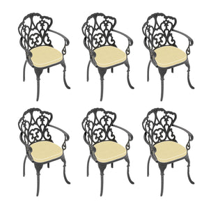 English Elm Cast Aluminum Patio Dining Chair Set Of 6 – Stylish Black Frame With Weather-Resistant Cushions W1710P166007