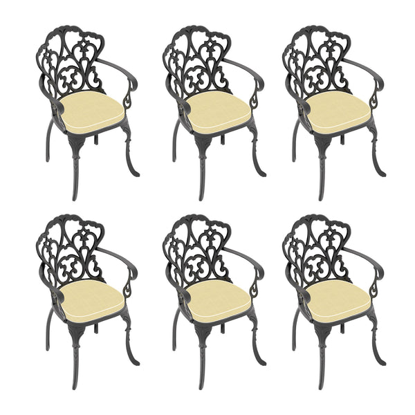 English Elm Cast Aluminum Patio Dining Chair Set Of 6 – Stylish Black Frame With Weather-Resistant Cushions W1710P166007