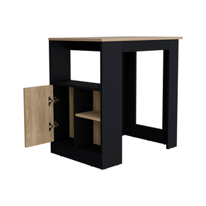 English Elm Kitchen Wynne Island Black/Natural Oak — Compact 36.2" Top, Push-to-Open Cabinet & Open Shelves for Smart Storage and Dining B092P243273