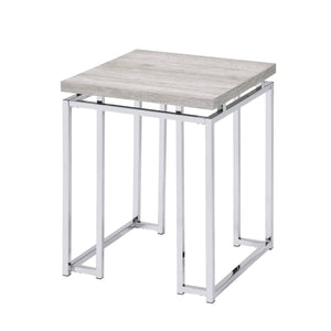 English Elm Natural Oak End Table With Chrome Sled Base – Modern Minimalist Design For Chic Living Spaces B062P189175