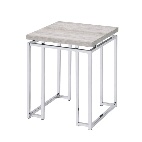 English Elm Natural Oak End Table With Chrome Sled Base – Modern Minimalist Design For Chic Living Spaces B062P189175