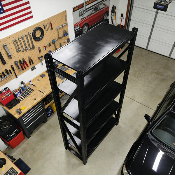 English Elm Five-tier Steel Garage Shelving Unit with Adjustable Levels and 1800 Lb Total Capacity W3752S00025
