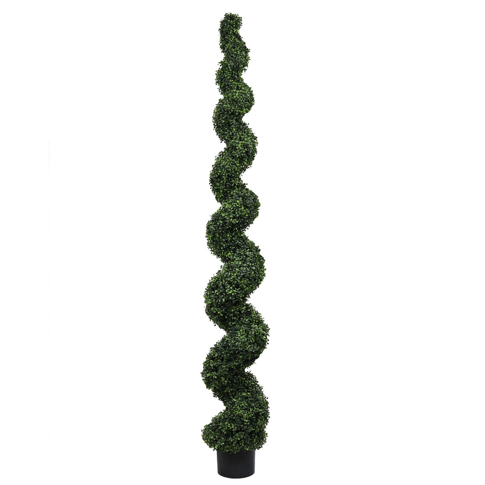 English Elm 7ft Spiral Faux Boxwood Topiary Uv Resistant Artificial Tree for Patio Entryway Decor W2945P389446