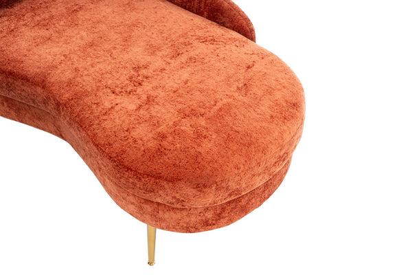 English Elm 58'' Chenille Chaise Lounge with Footstool Pocket Spring Comfort for Bedroom Living Room Red W2363S00088
