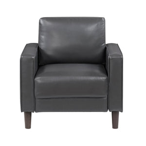 English Elm Modern Malcolm Upholstered Faux Leather Accent Chair with Track Arms, Welt Trim, Solid Wood Frame, Comfortable Cushion Seating for Living Room Dark Gray 31.5 L x 24 W x 24.5 H B011P395013